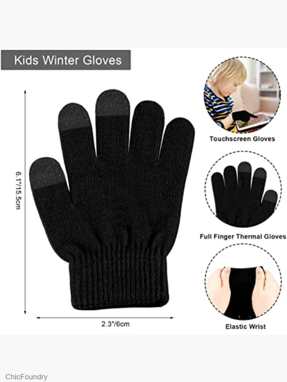 Kids Winter Hat Gloves Scarf Set with Touchscreen Mittens